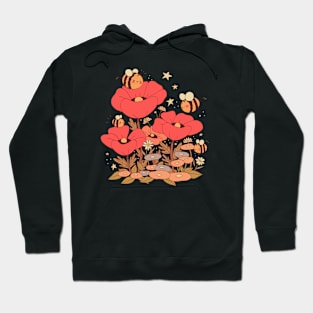 Cute bumblebees with flowers vintage Cottagecore Aesthetic Hoodie